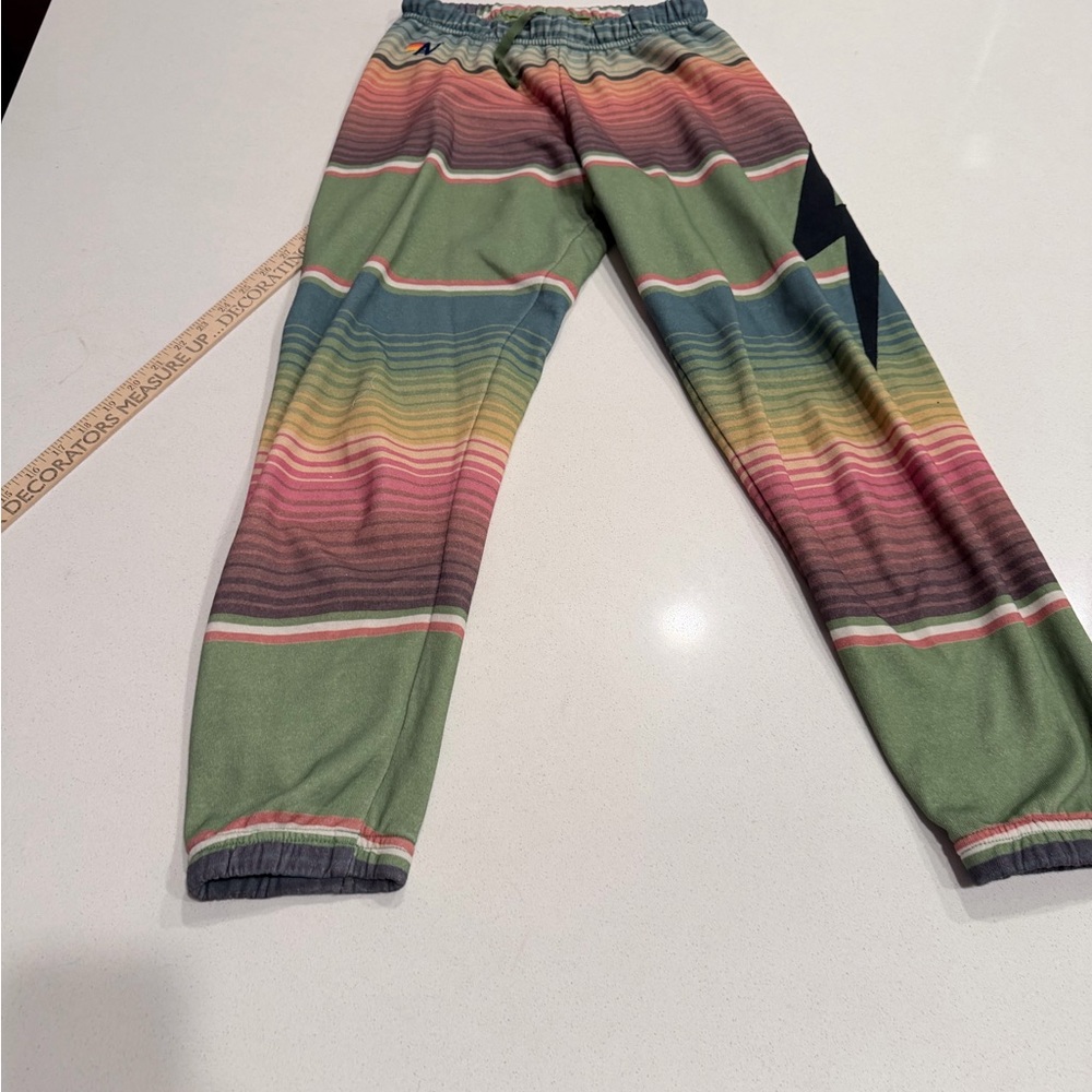 Aviator Nation serape bolt Green Striped Joggers
